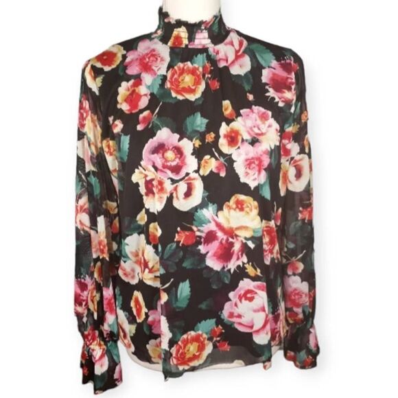 ART CLASS BLACK & PINK FLORAL BLOUSE GIRLS SZ.L EUC - Picture 1 of 5